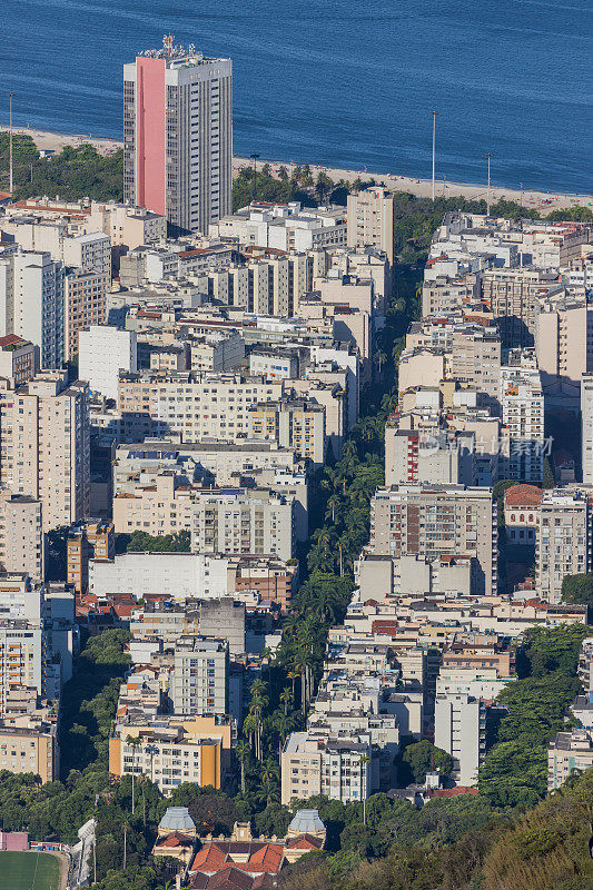 鸟瞰图的伊帕内玛区和海滩在里约热内卢de Janeiro